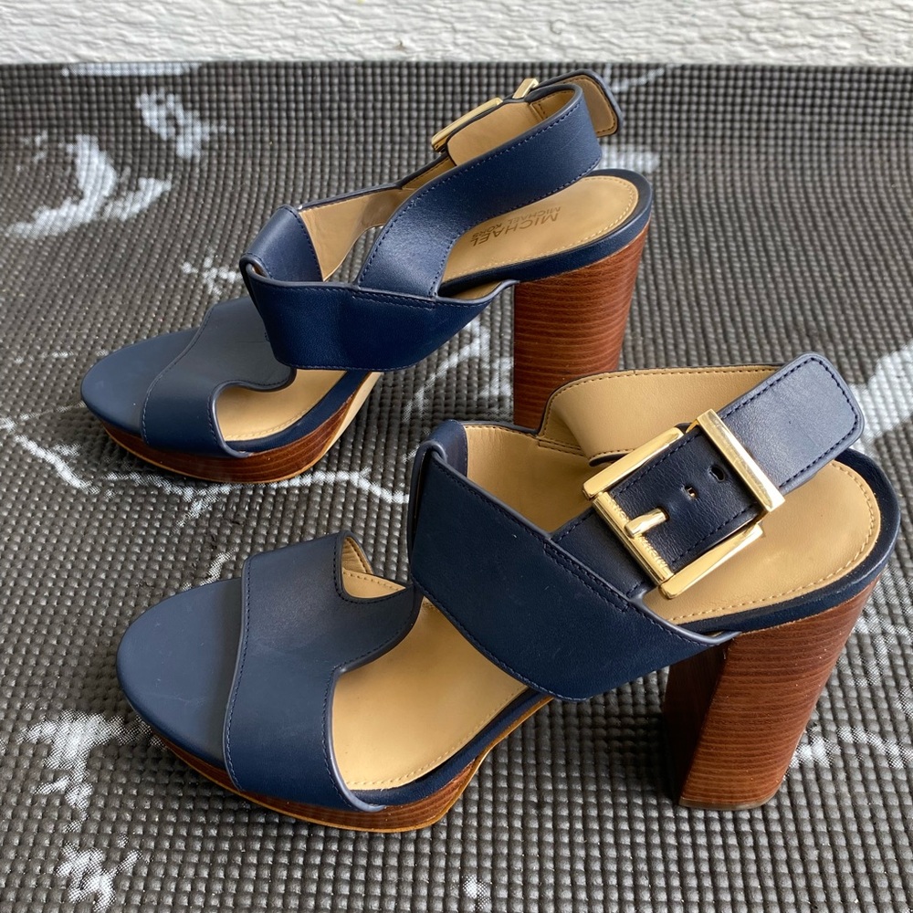 Michael Kors navy blue platform sandals